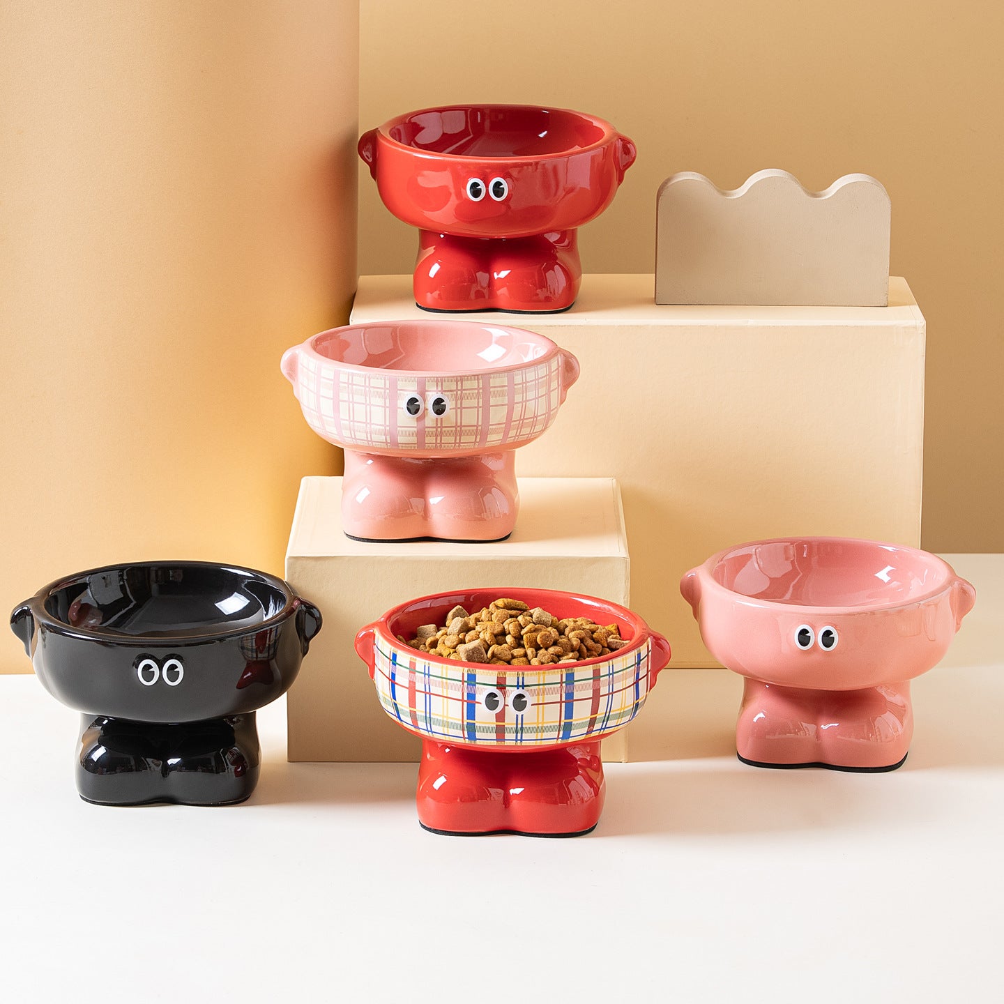 Elevated Ceramic Cat Bowl - Anti-Spill & Neck Protection