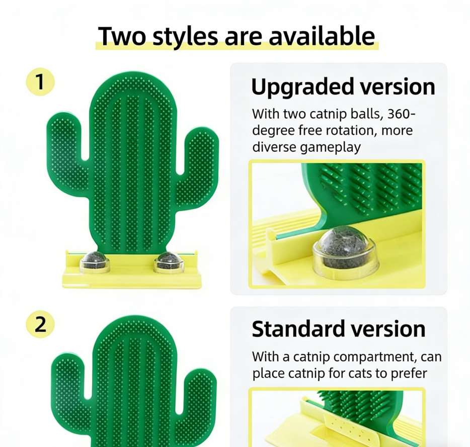 Cactus Cat Scratcher with Catnip Ball Toy