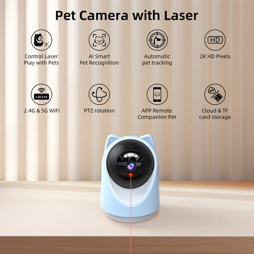 AI Pet Camera with Auto-Tracking & Laser Toy - 5G Smart Monitor