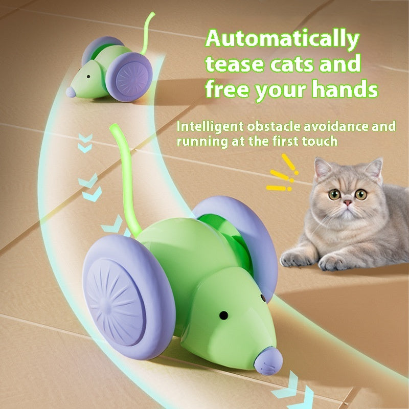 Smart Interactive Cat Toy - Auto Mouse Car with Obstacle Avoidance