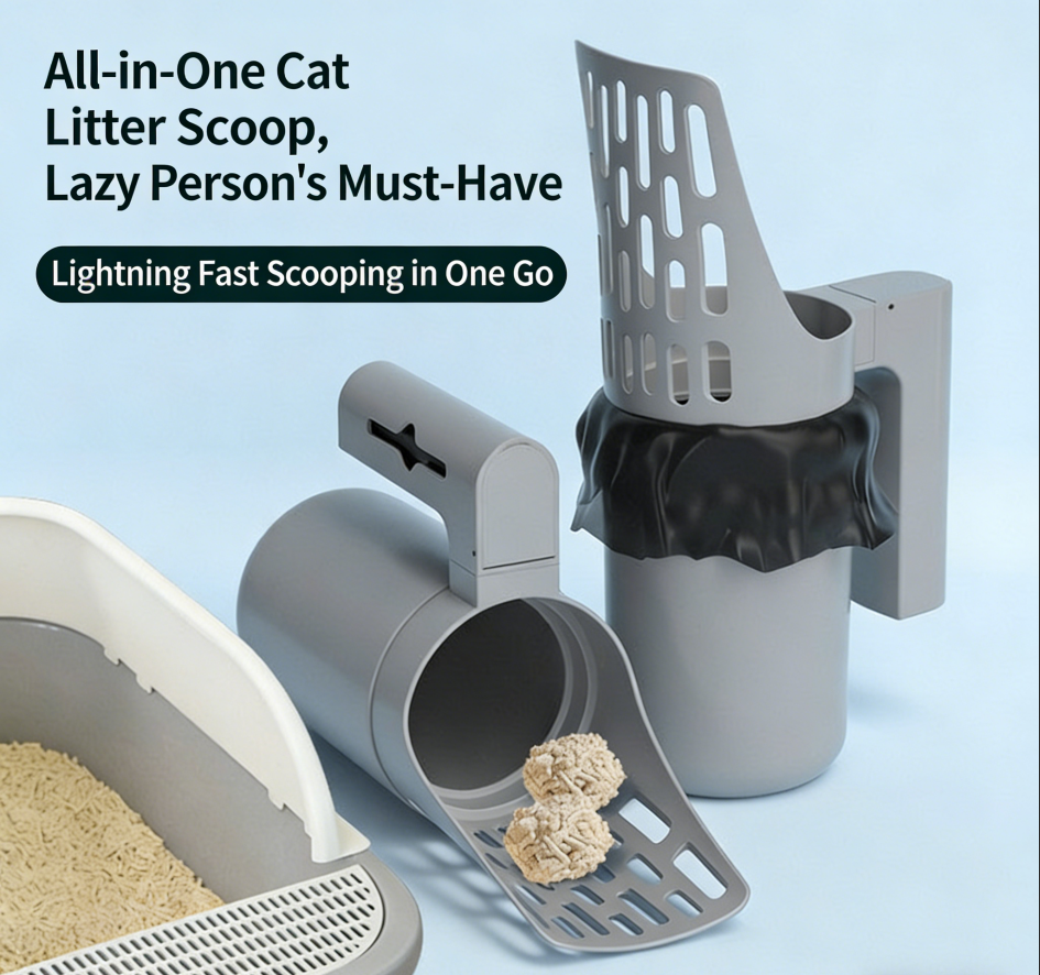All-in-One Cat Litter Scoop with Built-in Waste Container