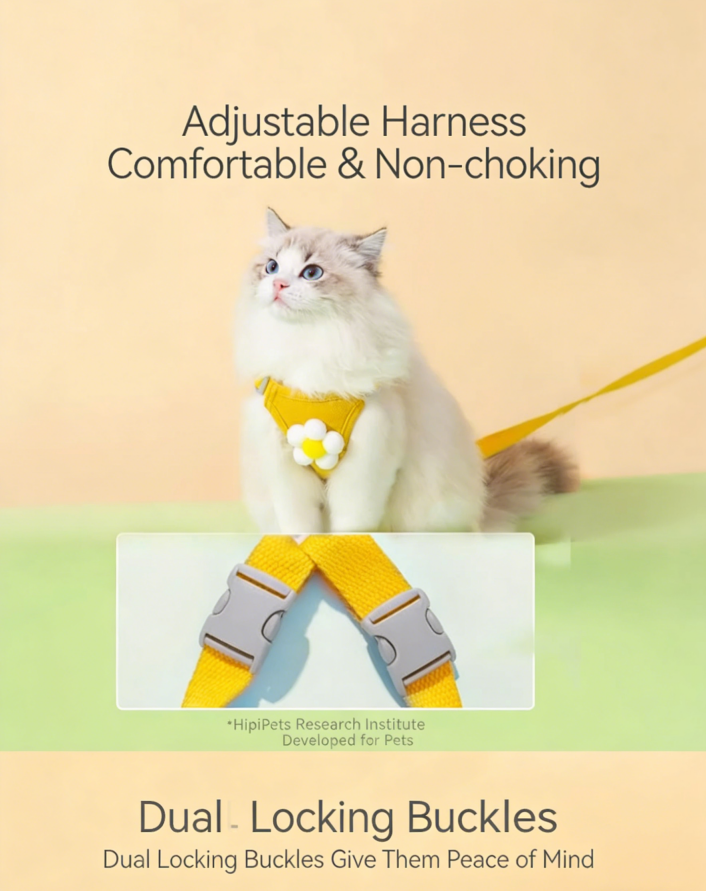 Anti-Escape Cat Harness & Leash Set - Adjustable Vest Style