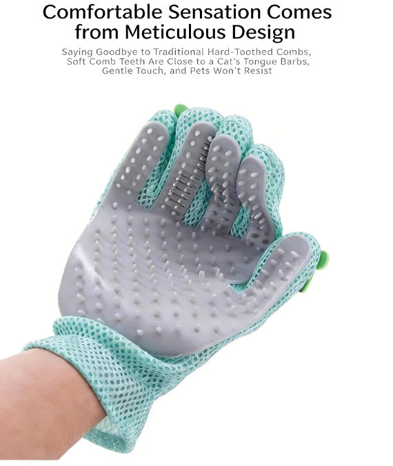 硅胶宠物美容手套 - 温和去毛按摩