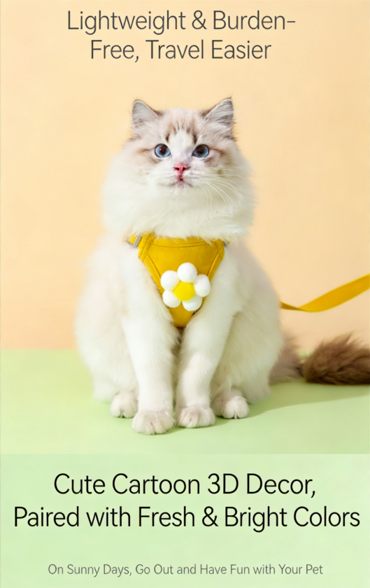 Anti-Escape Cat Harness & Leash Set - Adjustable Vest Style