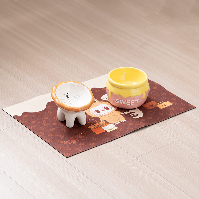 Elevated Ceramic Cat Bowl - Honey Jar Design & Neck Protection