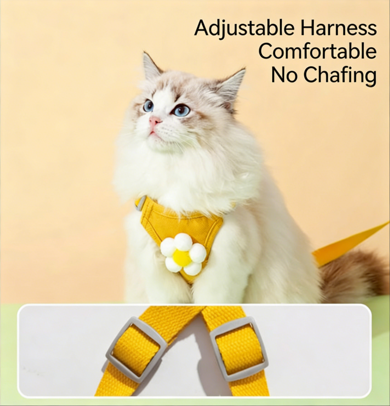 Anti-Escape Cat Harness & Leash Set - Adjustable Vest Style