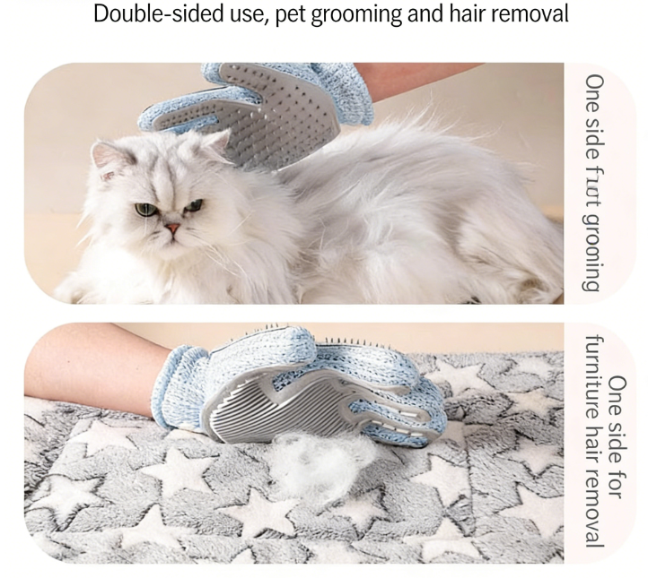 硅胶宠物美容手套 - 温和去毛按摩