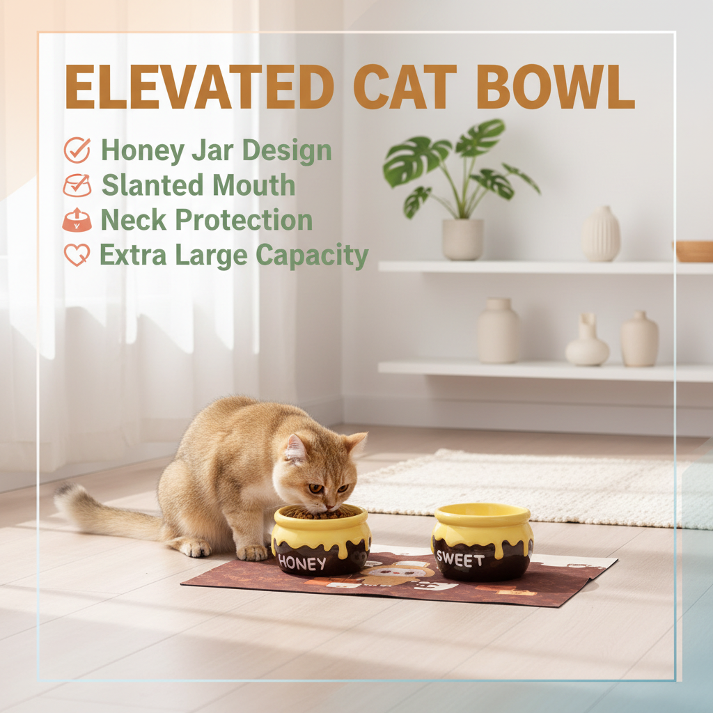 Elevated Cat Bowl - Golden Shaded Cat Lifestyle