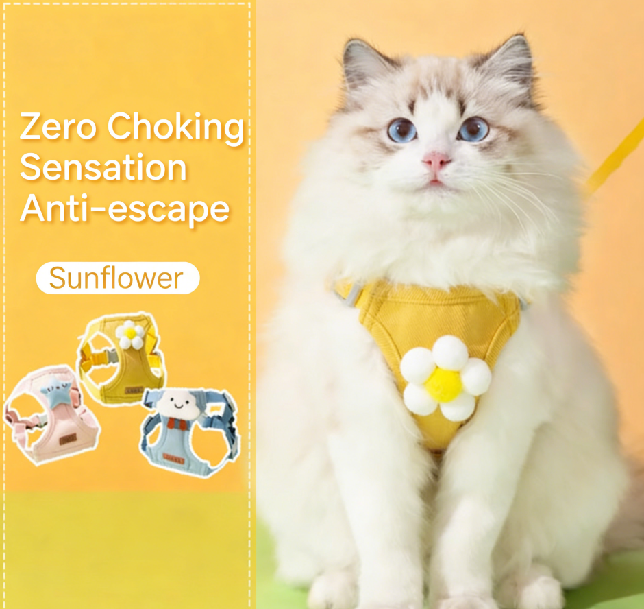 Anti-Escape Cat Harness & Leash Set - Adjustable Vest Style
