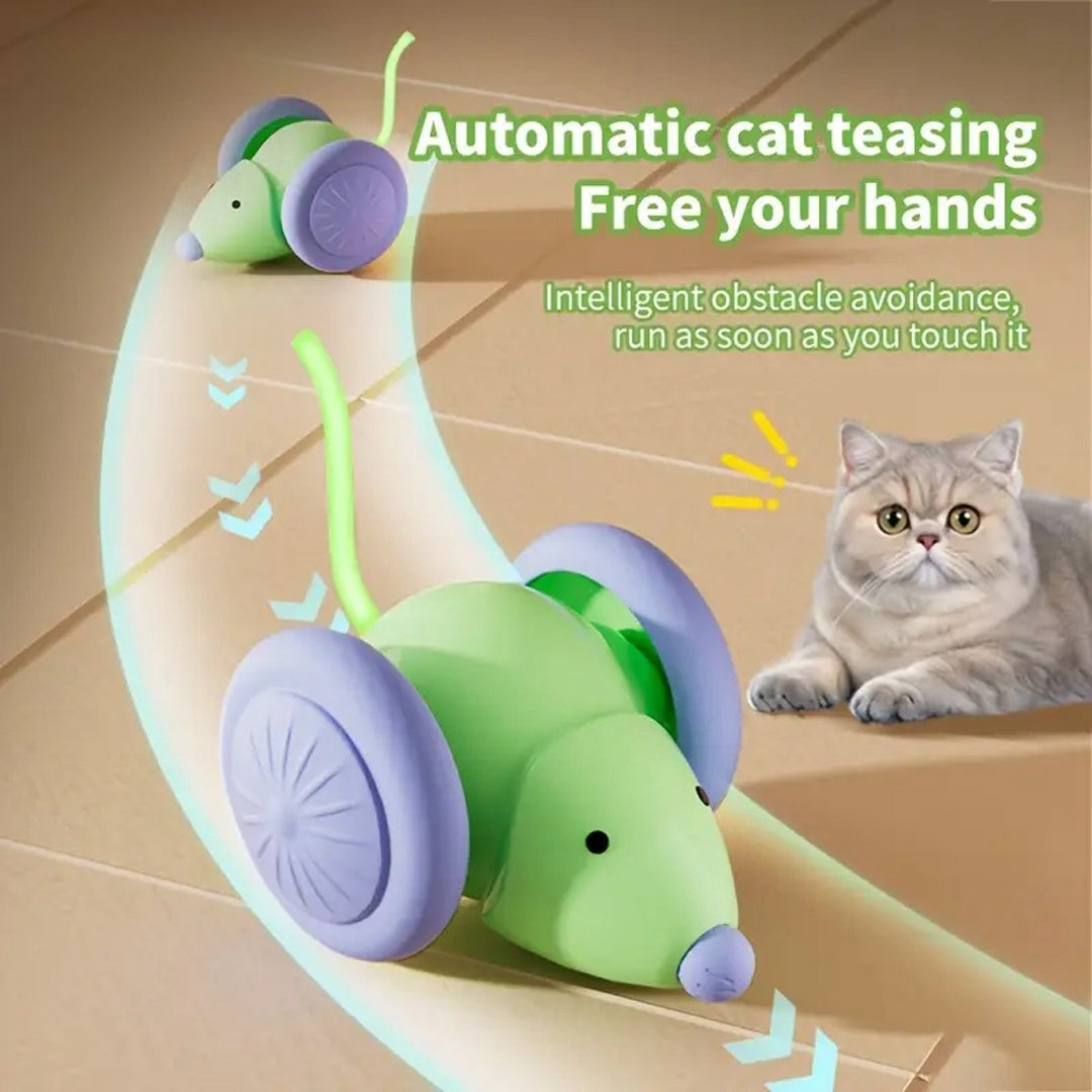 Smart Interactive Cat Toy - Auto Mouse Car with Obstacle Avoidance